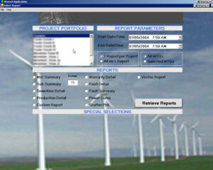 A screenshot of the project portfolio screen in the wind turbine simulator.