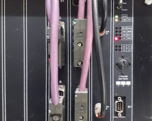 A close up of the wires on a computer.
