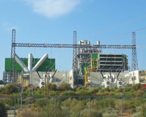 A large industrial plant with many green equipment.